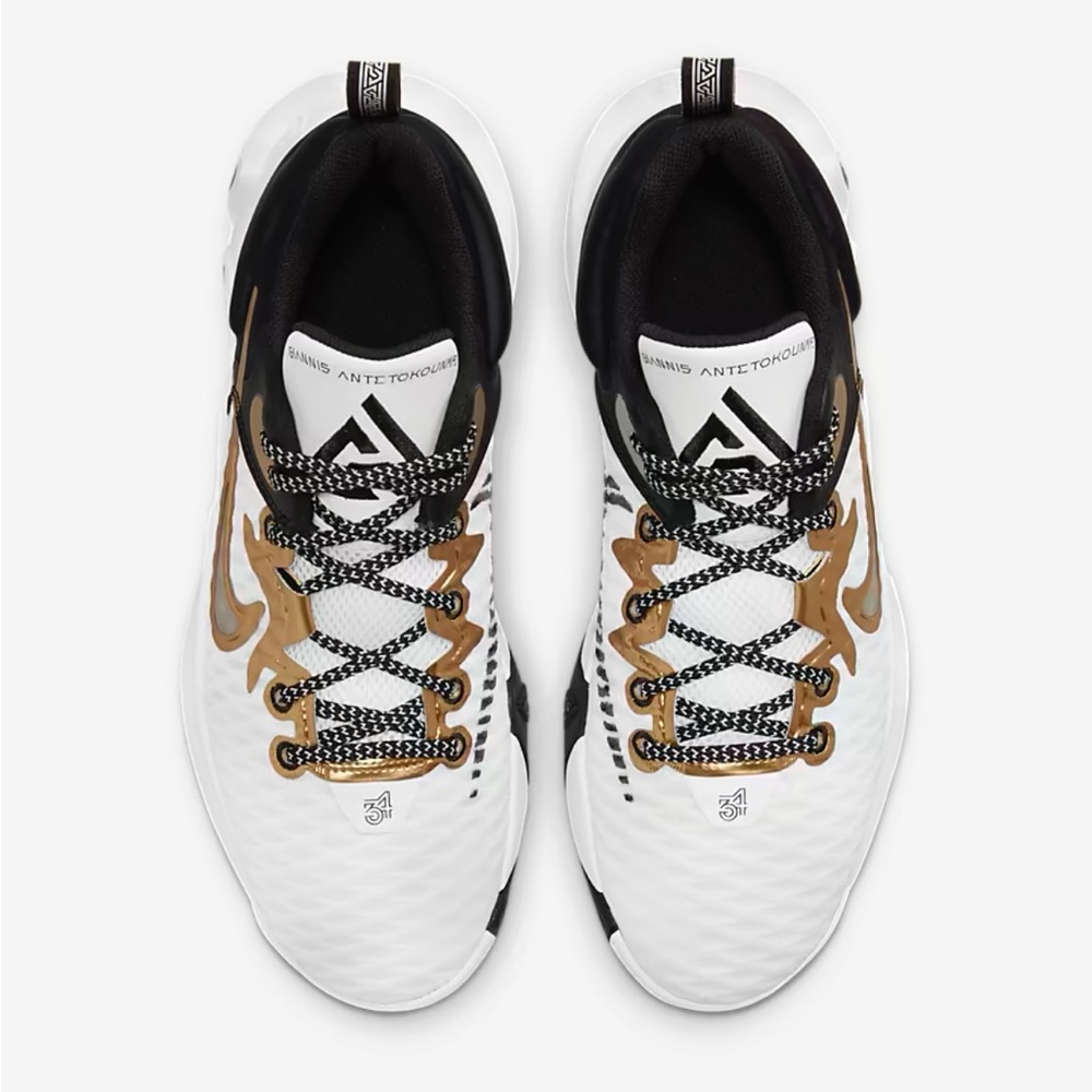 New in box Nike Giannis Immortality White Metallic Gold Black Rubber Shoes - Picture 3 of 13